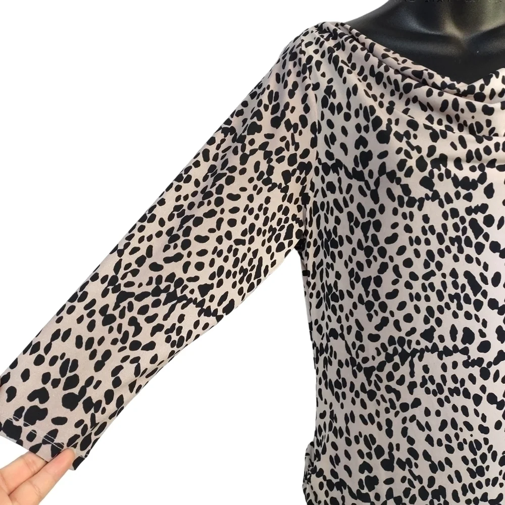 Jennifer Lopez Women's Leopard Print 3/4 Sleeves Stretch Bodycon Dress Size L